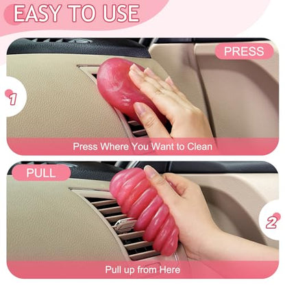 TeSabMi Car Cleaning Gel Car Cleaning Putty Car Putty Car Interior Cleaner Car Slime Car Detailing Kit Car Accessories Gifts for Dad Men Him Women Stocking Stuffers Pink - color: Pink