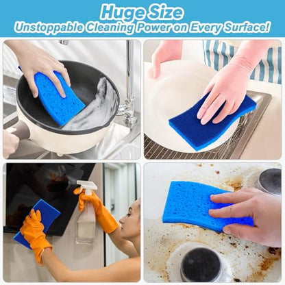 AIDEA XL Scrub Sponges Non-Scratch 24Count, Extra Large Sponges Kitchen, Sponge for Dishes, Cleans Fast Without Scratching Safe for Non-Stick Cookware, Cleaning Power for Kitchen, House - color: Blue-extra Large