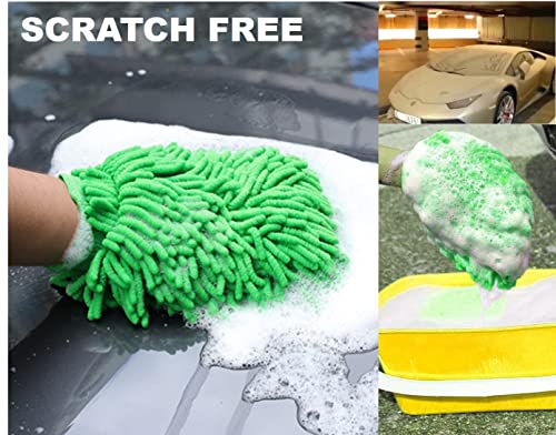 QUALIALL, Green Chenille Microfiber Dusting Mitt, 10.5x8 Inch, Electrostatic, Reusable, Scratch-Free, No-Dust Fly Duster for Sensitive Surfaces