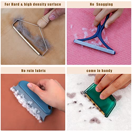 Pet Hair Remover - 4 Pack Dog Cat Hair Remover for Couch Furnitures, Reusable Lint Remover Shaver Portable Carpet Rake Scraper Brush for Blanket,Clothing, Pet Towers, Car Upholstery Blue