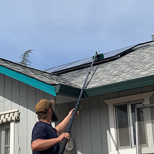 30 Feet Reach Solar Panel Cleaning Brush & Pole Water Fed Pole Kit, Window Cleaner Window Glass Solar Panel Cleaning System Washing Equipment Tool Solution Scrubber Brush & Hose Spray Washer - size: 30FT