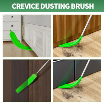 dusters for Cleaning extendable Long Handle，Webster Cobweb Duster with Extension Pole，Spider Web Remover Brush with Pole，Outdoor Web Cleaner Outside for use on Ceilings, cabinets, Walls, Light - color: Green