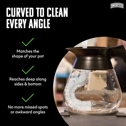 Brushtech Coffee Pot Cleaning Brush - Curved Design for Deep Clean Coffee Pot Care with Soft Bristles, Comfortable Handle, No-Soap Scrubbing Action – Made in The USA - style: Cleaning Brush