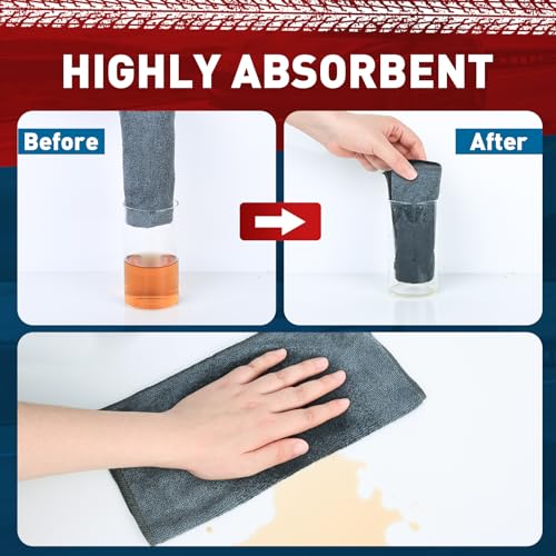 TEAWOO Microfiber Cleaning Cloths Bulk-15 Pack, Gray Microfiber Towels for Cars, Ultra Absorbent Microfiber Towel Weave Grime & Liquid for Streak-Free Mirror Shine - Car Washing Cloth, 12x12 inches - size: 15Pack Grey