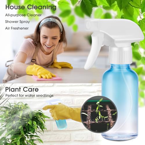 Tecohouse Glass Spray Bottles 4 oz, 2 Pack Spray Bottles for Hair Empty Refillable Fine Mist Sprayer with Labels, Funnel, Pipettes Blue - color: Blue