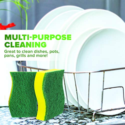 (12 Pack) Heavy Duty Scrub Sponges by SCRUBIT – Kitchen Dish, Sink and Bathroom Cleaning Scrubber Sponge - with Non-Smell Scouring Pad - size: 6 Count (Pack of 2)