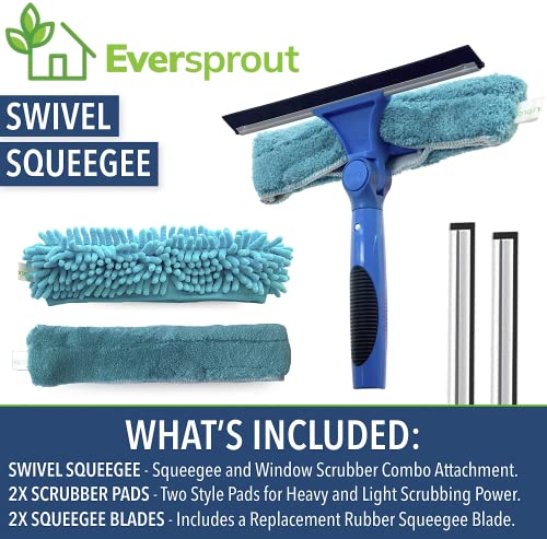 EVERSPROUT Swivel Squeegee & Microfiber Glass Window Scrubber, Light-Weight Window Cleaning Kit Without Extension Pole - size: Attachment Only - No Pole