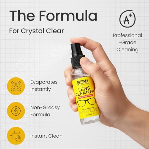 Crystal Clear Eyeglass Lens Cleaner Spray Kit | 2 × 60 ml + 2 Microfiber Cloths | See Crystal Clear | Glasses, Sunglasses & Optical Lenses | Pack of 6