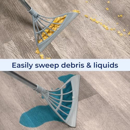 EyeVac Silicone Squeegee Broom for Wet and Dry Cleaning, Hair Removal, Full-Size with Wall Hook, Compatible with Touchless Vacuum (Gray)