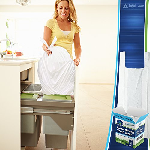 Biodegradable Trash Bags 3 Gallon 96 Count Heavy Duty White Bags with Handle Ties for Garbage in Kitchen, Yard, Lawn, Contractor, Janitorial or Office - size: 1 Count (Pack of 96)