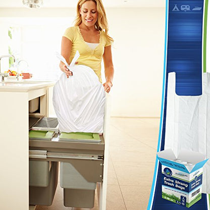 Biodegradable Trash Bags 3 Gallon 96 Count Heavy Duty White Bags with Handle Ties for Garbage in Kitchen, Yard, Lawn, Contractor, Janitorial or Office - size: 1 Count (Pack of 96)