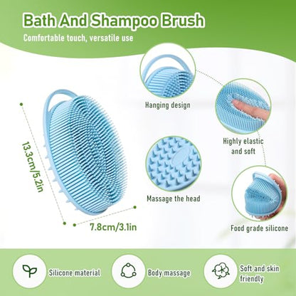 Fanwer 27.5” Back Bath Brush Long Handle for Shower and Silicone Body Scrubber, Shower Back Scrubber with Curved Handle for Elderly, Disabled, Limited Mobility, Post-Surgery, Frozen Shoulder - size: 1 Pack 27.5"
