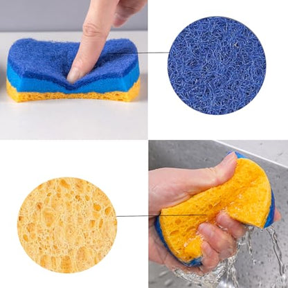6 Pack Dishwashing Dual Sided Sponge Set, Absorbent and Reusable Kitchen Cleaning Sponges for Dishes and Kitchenware