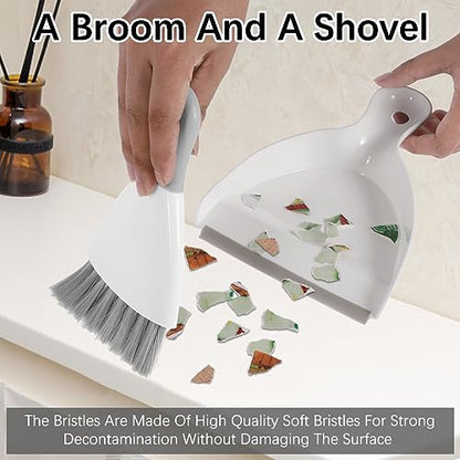 Mini Dustpan and Brush Set Portable Table Top Cleaning Brush and Dustpan Set Dining Table Crumb Sweeper with Soft Bristles Multipurpose Desktop Keyboard Cleaning Tools for Home Office