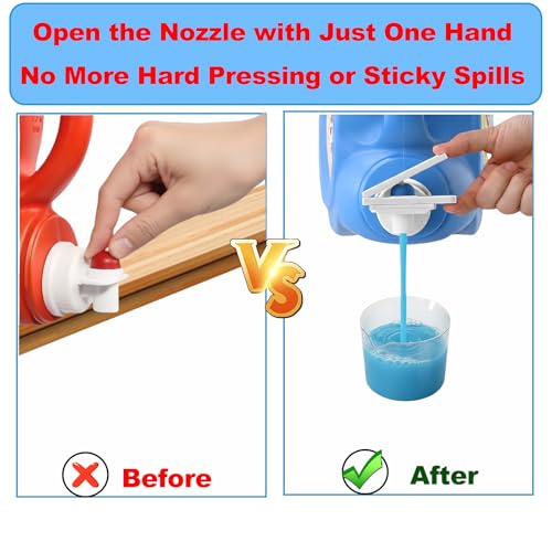 2 Pack Laundry Detergent Dispenser Nozzle Holder – Easy-Press Spout Opener, Drip-Free Detergent & Softener Accessory, Fits Most Large Bottles, laundry room organization