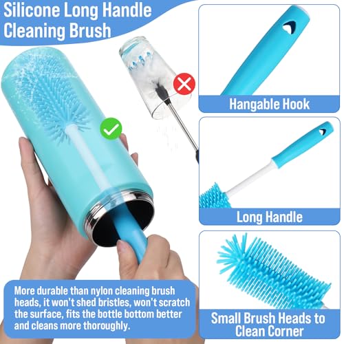 XANGNIER 5 Pcs Water Bottle Cleaner Brush Set for Owala 24oz/32oz/40oz Cup,Multifunctional Bottle Brush and Long Straw Cleaner Brush,Cleaning Kit for Owala/Stanley/Yeti Tumbler Cup Accessories - size: 5 pack