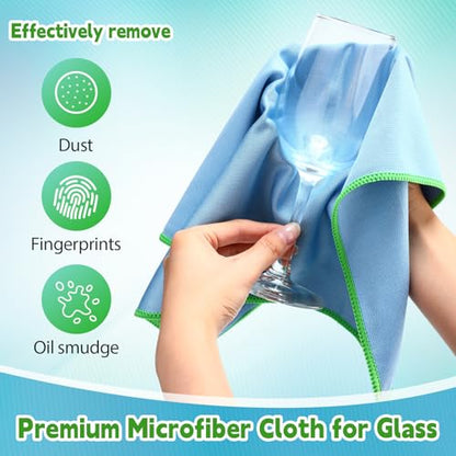 Maxcheck 24 Pack Magic Cleaning Cloth, 16 x 16 Inch Microfiber Glass Cleaning Cloths Reusable Lint Free Microfiber Towels for Kitchen Dish, Windows, Mirror, Glass, Car(Blue) - color: Blue