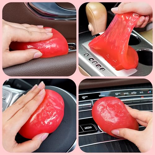 TeSabMi Car Cleaning Gel Car Cleaning Putty Car Putty Car Interior Cleaner Car Slime Car Detailing Kit Car Accessories Gifts for Men Women Stocking Stuffers Red - color: A Red