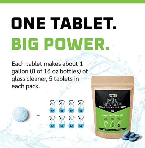 WASH&WHIPS Glass Cleaner Effervescent Tablets w/Empty 16 oz Spray Bottle (Makes 5 Gal/20L) - color: Pink + Bottle