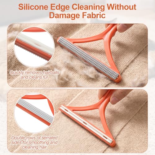 2PCS Portable Lint Remover Hand Fuzz Shaver Reusable Double Sided Travel Carpet Scraper Hair Removal Rake Brush Tool for Couch, Carpets, Cat Trees, Car Mats, Furniture, Clothes, Pet Houses, Dog & Cat