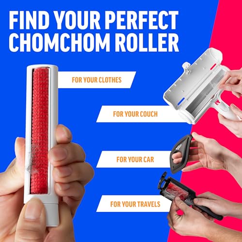 ChomChom Roller & Rake – Reusable Pet Hair Removal Roller with Rake Attachment for Cat & Dog Fur on Furniture, Couch, Carpet, Car, Rugs, Bedding & More– Portable, Eco-Friendly