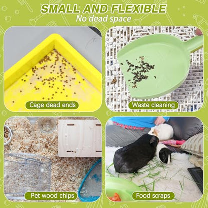 RYPET Pet Cage Cleaning Tool-Small Broom and Dustpan Set, Mini Dustpan and Whisk Brush Set for Guinea Pig Chinchilla Hamster Ferret Hedgehog Rabbit Reptile, Cage Cleaner for Small Animal Waste Green - color: Green with Yellow Bristle