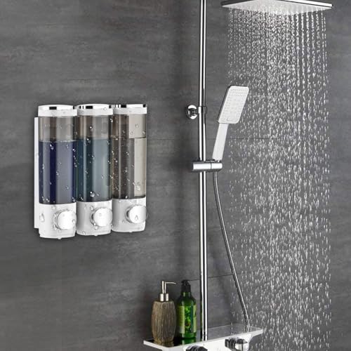 Shampoo and Conditioner Dispenser Shower Soap Dispenser Shampoo Dispenser Body Wash Dispenser for Bathroom,Large Capacity, White Silver - color: White