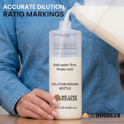 Dilution Bottle for Dog Shampoo, Mixing Bottle for Professional and Home Grooming, for Shampoo, Conditioner, and Solutions, Unscented, 35 oz (3 Pack) [We Love Doodles] - color: Pack of 3