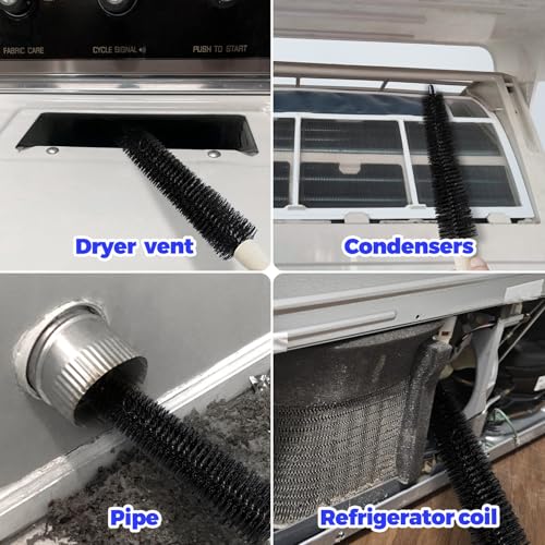 Holikme 3 Pieces Dryer Vent Cleaner Kit - Lint Removal Cleaning Tool, Dryer Vent Trap Vacuum Brush, Long Flexible Refrigerator Coil Brush,Crevice Gap Cleaning Tool Brush - size: 3Pieces