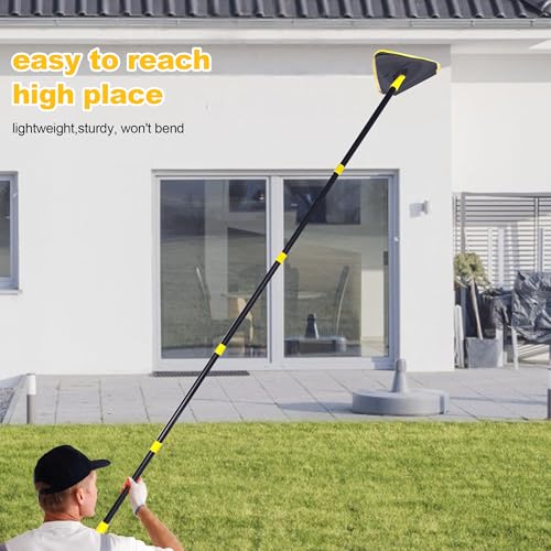 Newly Upgraded Wall Mop with 82 Inches Long Handle, 180° Folding Wall Cleaner Triangle Mop with Squeegee, 3-in-1 Ceiling Cleaning Tool with 6 Replacement Pads for Wall, Baseboards, Ceiling, Floor - color: Yellow