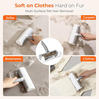 Reusable Pet Hair Remover Roller for Dog & Cat Hair – Lint Roller for Couch, Furniture, Carpet, Clothes & Car – Self-Cleaning Dog Hair Lint Roller and Cat Hair Remover for Home - color: Grey & White