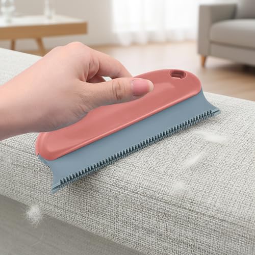 Pet Hair Remover Lint Removal Tool Loose Fur Scraper Brush for Sofa Carpet Rug Couch Fabric Furniture Clothing(Flesh Red) - color: Flesh Red