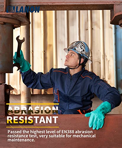 LANON 3 Pairs Nitrile Chemical Resistant Gloves, Reusable Heavy-Duty Rubber Gloves, Acid, Alkali & Oil Protection, Non-Slip, XXL - size: 2X-Large (Pack of 3)