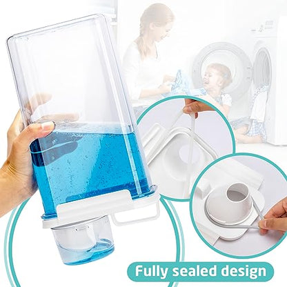 Provoue Laundry Detergent Dispenser-2 Pack, 37 oz Detergent Dispenser with 4 Removable Labels, Laundry Soap Dispenser for Laundry Room Organization and Storage, BPA Free & PET Plastic Clear - size: 37 oz