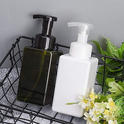 UUJOLY Foaming Soap Dispenser, 450ml (15oz) Refillable Pump Bottle Plastic for Liquid Soap, Shampoo, Body Wash (2 Pcs) (White) - color: White, size: 15 oz (2 Pack)