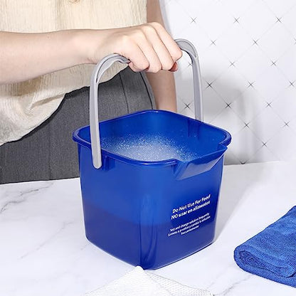 Roshtia 6 Pcs 3 Quart Cleaning Bucket Small Sanitizing Square Bucket Detergent Pail for Home Commercial Restaurant Kitchen Office School (Dark Blue) - color: Dark Blue