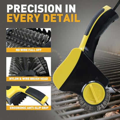 Power Grill Cleaner with Dual Brushes & Water Spray - Cordless Electric Grill Brush for Outdoor Grill, 2600mAh Fast Charge Battery and No Shedding Bristles Design