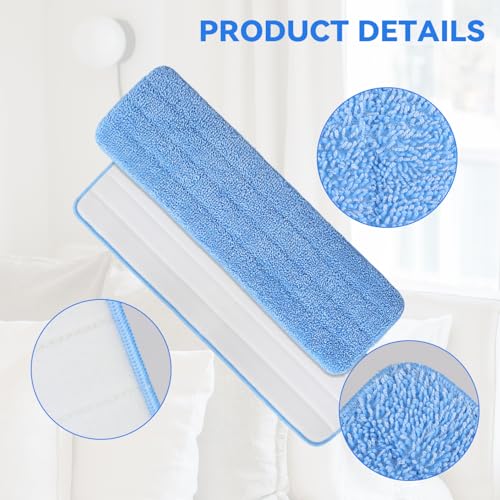 Microfiber Mop Pad for Rubbermaid Commercial 20 Inch Mop Head - 10 Pack Wet & Dry Commercial Cleaning Refills Reusable Mop Refills Fit for Any Microfiber Flat Mop System 18" to 21" - color: Blue-20inch-10pack