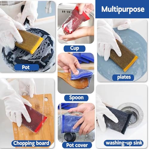 Kitchen Sponges for Dishes - Steel Wool Scrubber Sponges for Kitchen Heavy Duty Non-Scratch Scrubbing Cleaner (6 Pack) - color: Black