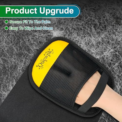 2pcs Quewpk Pet Hair Removal Glove for Dogs & Cats, Reusable Electrostatic Pet Hair Remover for Couch, Carpet, Clothing & Car Seats, Washable Fur Remover Glove for Laundry, Furniture & Pet Bed - color: 2pcs-blackyellow
