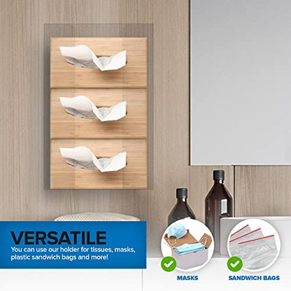 Stock Your Home Triple Acrylic Gloves Dispenser, Tissue Box Shelf, Glove Holder Wall Mount, for Kitchen, Cleaning Closet, Lab, Exam, Office - size: 1 Count, style: Triple Stack