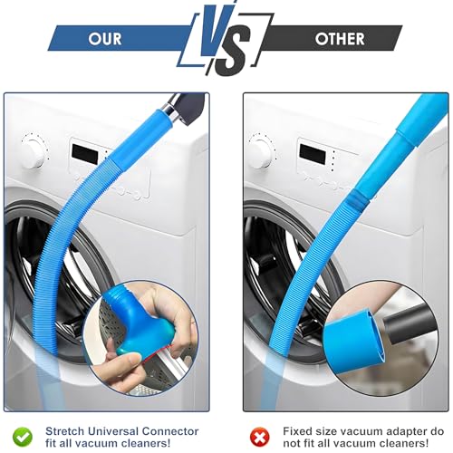 3 Pieces Dryer Vent Cleaner Kit: Vacuum Hose With Brush & Gloves Fits for Vacuums Cleaner, Refrigerator Condenser Coils, Tight Spaces Behind Appliances, Deep Cleaning Tools for Clogged Ducts-Blue - color: Blue( hose brushes Gloves)