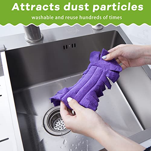Zubebe 12 Pcs Duster Refill Reusable Fleece Duster Refills Feather Flat Dusters Multi Surface Washable Cleaning Pads Tools for Home, Blinds, Car, Pet, Furniture, Fans (Dark Color) - color: Dark Color