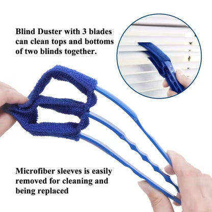 Reusable Cleaning Brush, Multi-Purpose Flexible Duster for Blinds, Curtains, Car Vents & Glass Surfaces, Washable with Detachable Head, Home Car Dusting Tool, 1PC, Blue