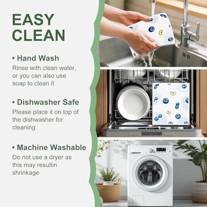 Swedish Dishcloths for Kitchen - 6 Pack Reusable Paper Towels, Non-Scratch Cellulose Cloths, No Odor, Biodegradable Cleaning Cloths - color: Fruits