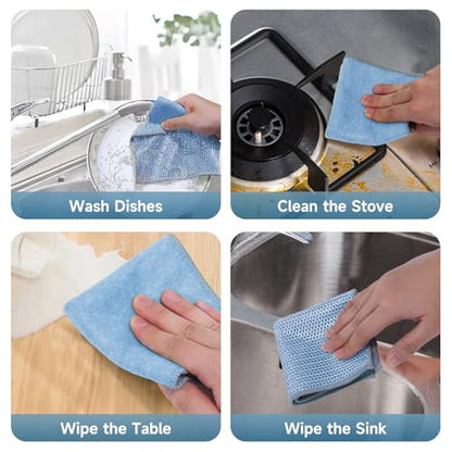 20PCS Upgrade Wire Dishwashing Rag, Non-Scratch, Wet and Dry, Double Layer, Multipurpose Wire Dishwashing Rags for Kitchen, Sinks, Cookware, Stove, Easy Rinsing, Reusable