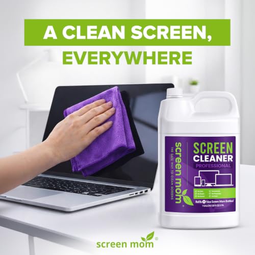 Screen Mom Screen Cleaner Refill with Dispensing Tap, 1-Gallon for Screen Cleaner Spray and Wipe for TV, Computer, Phone, iPad, Car Screen Cleaning Kit Electronic Cleaner Spray - size: 128 Fl Oz (Pack of 1)