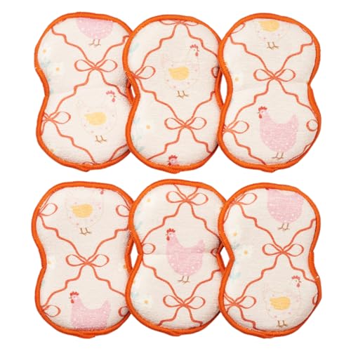 Sponge Set in Hens Pink, 6 Pack Super Absorbent Washable Reusable Cleaning Sponges Made from Recycled Materials, Durable Eco Friendly Kitchen Sponges - color: Hens Pink