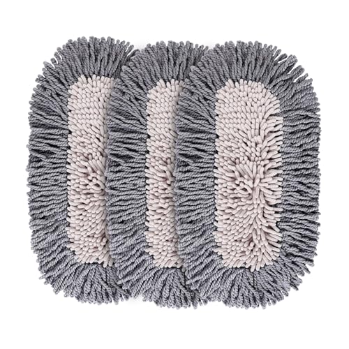 CLEANHOME Microfiber Dust Mop Replacement Pads for Hardwood Floor Cleaning, Washable and Reusable Chenille Mop Pads 3 Packs