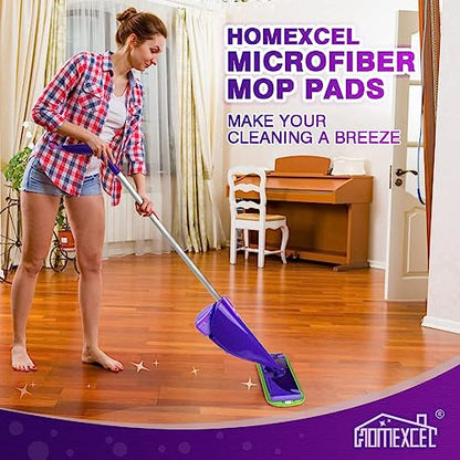 HOMEXCEL Microfiber Mop Pads Compatible with Swiffer Wet Jet, Reusable Machine Washable Swiffer WetJet Pad Refills, Mop Head Replacements for Multi Surface Wet & Dry Cleaning, Pack of 8 - color: Green